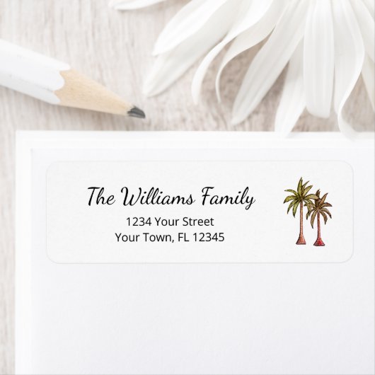 Tropische palmbomen Elegant Beach Retour Adres Etiket (Insitu)