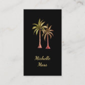 Tropische palmbomen Elegant Botanisch Zwart Visitekaartje (Voorkant)