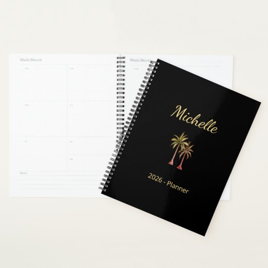 Tropische palmbomen Elegant Modern Beach Gold Planner (Display)