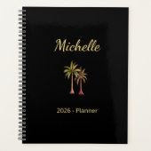 Tropische palmbomen Elegant Modern Beach Gold Planner (Voorkant)