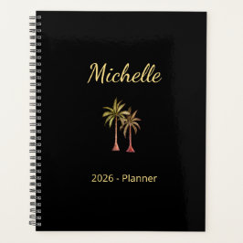 Tropische palmbomen Elegant Modern Beach Gold Planner