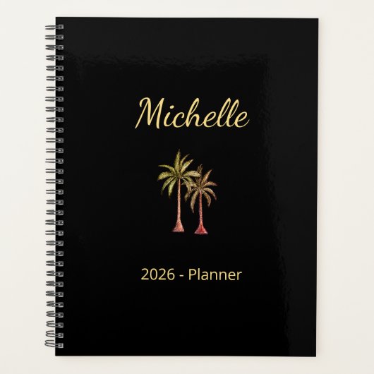 Tropische palmbomen Elegant Modern Beach Gold Planner (Voorkant)