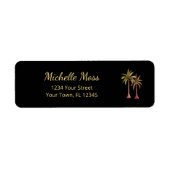 Tropische Palmbomen Elegant Zwart Retour Adres Etiket (Voorkant)
