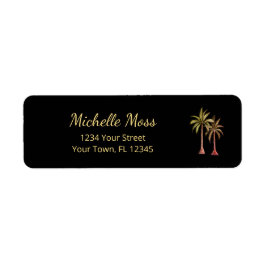 Tropische Palmbomen Elegant Zwart Retour Adres Etiket