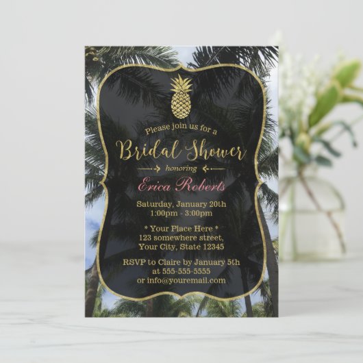 Tropische palmbomen en ananas Vrijgezellenfeest Kaart (Staand voorkant)