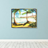 Tropische palmbomen en doorgesneden doek canvas afdruk (Insitu (Houten vloer))