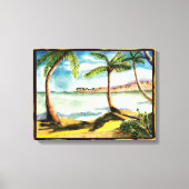 Tropische palmbomen en doorgesneden doek canvas afdruk (Voorkant)