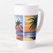 Tropische palmbomen en kleurrijke oceaan latte mok (Rechterhoek)