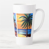 Tropische palmbomen en kleurrijke oceaan latte mok (Rechts)