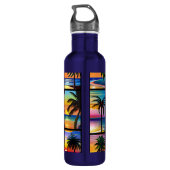 Tropische palmbomen en kleurrijke oceaan waterfles (Achterkant)