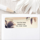 Tropische palmbomen en lampjes, droom van kreuken etiket (Insitu)