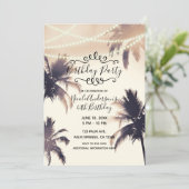 Tropische palmbomen en lampjes op de Birthday Part Kaart (Staand voorkant)