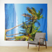 Tropische palmbomen en Molokini vanuit Maui Hawaï Wandkleed (In Situ (horizontaal))