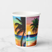 tropische palmbomen en oceaan Zonsondergangen Papieren Bekers (Achterkant)
