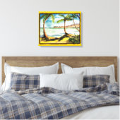 Tropische palmbomen en strand omwikkeld canvas afdruk (Insitu (Slaapkamer))