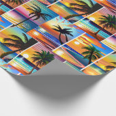 Tropische palmbomen en Zonsondergangen Cadeaupapier (Hoek)