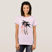 Tropische palmbomen Flamingo Aloha T-shirt (Voorkant volledig)