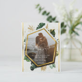 Tropische palmbomen Foto verguld Save the Date (Staand voorkant)