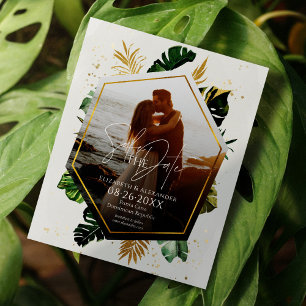 Tropische palmbomen Foto verguld Save the Date