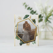 Tropische palmbomen Foto verguld Save the Date Briefkaart (Staand voorkant)