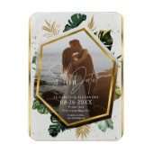 Tropische palmbomen Foto verguld Save the Date Magneet (Verticaal)