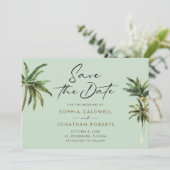 Tropische palmbomen gebruiken het huwelijk om de D Save The Date (Staand voorkant)