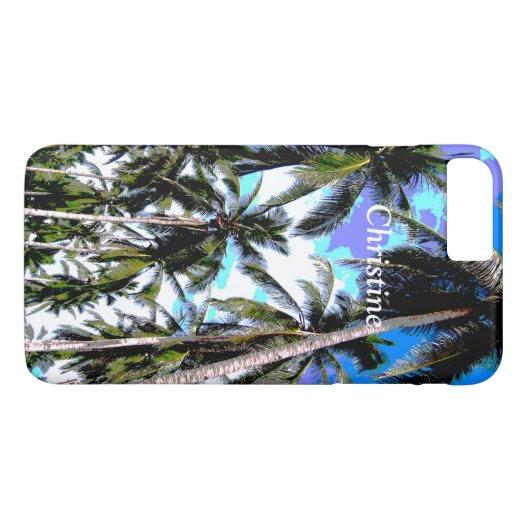 Tropische palmbomen gepersonaliseerd Case-Mate iPhone case (Achterkant (Horizontaal))