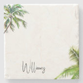 Tropische palmbomen gepersonaliseerde naam stenen onderzetter (Voorkant)