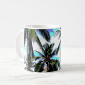 Tropische palmbomen. Geposterd bladpatroon.. Koffiemok (Voorkant links)