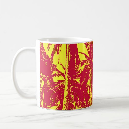 Tropische palmbomen. Geposterd bladpatroon.. Koffiemok (Links)