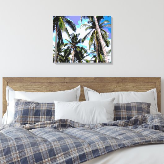 Tropische palmbomen - geposterde stijl canvas afdruk (Insitu (Slaapkamer))