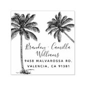 Tropische palmbomen getrouwd paar retour adres  zelfinktende stempel (Design)