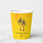 Tropische Palmbomen Gouden Zomer Zwembad Party Papieren Bekers (Achterkant)