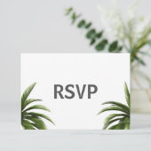 Tropische palmbomen groene trouw-RSVP Kaart (Staand voorkant)