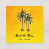 Tropische Palmbomen Illustratie Professioneel Goud Vierkante Visitekaartje (Voorkant)