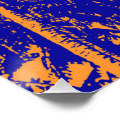 Tropische palmbomen in blauw en Oranje Perfect Poster (Hoek)