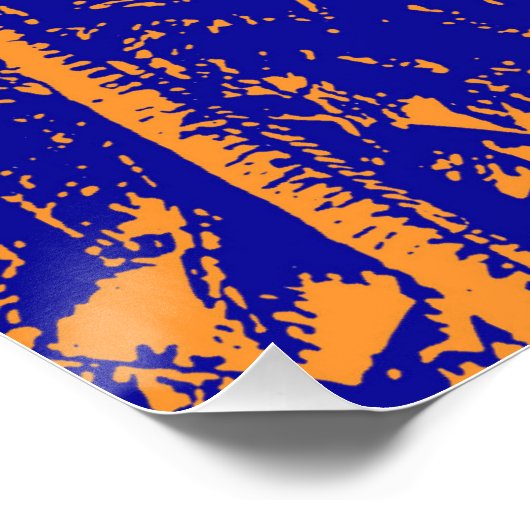 Tropische palmbomen in blauw en Oranje Perfect Poster (Hoek)