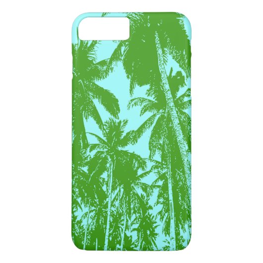 Tropische palmbomen in groen en blauw Case-Mate iPhone case (Achterkant)