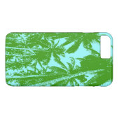 Tropische palmbomen in groen en blauw Case-Mate iPhone case (Achterkant (Horizontaal))