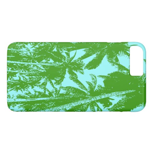 Tropische palmbomen in groen en blauw Case-Mate iPhone case (Achterkant (Horizontaal))