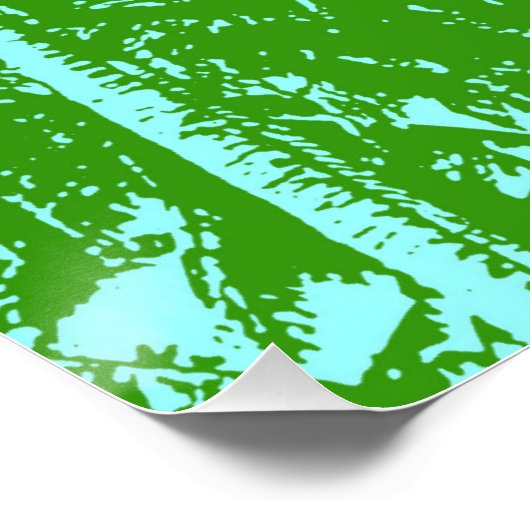 Tropische palmbomen in groen en blauw poster (Hoek)