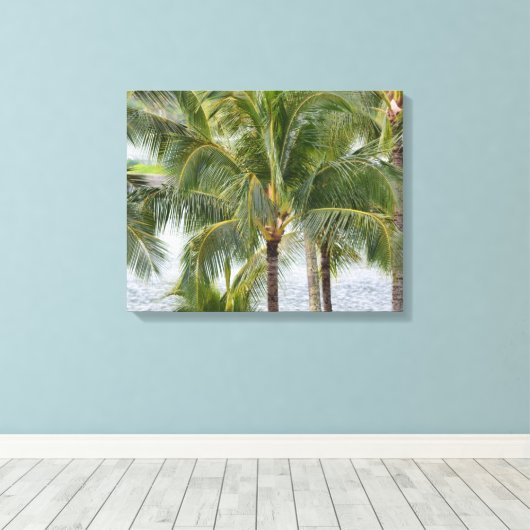 Tropische palmbomen in Hawaï Canvas Afdruk (Insitu (Houten vloer))