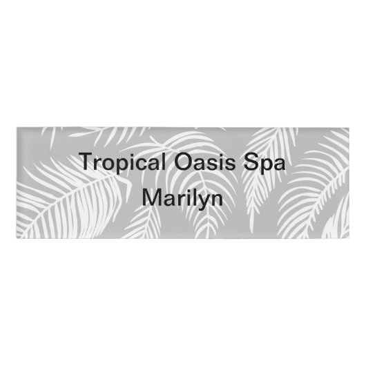 Tropische palmbomen in Hawaiian laten spa over Naambadge (Voorkant)