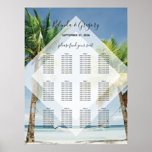 Tropische palmbomen in het straten poster (Voorkant)