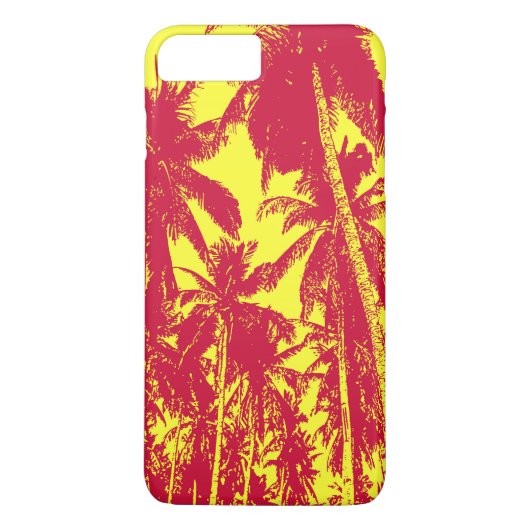 Tropische palmbomen in rood en geel Case-Mate iPhone case (Achterkant)