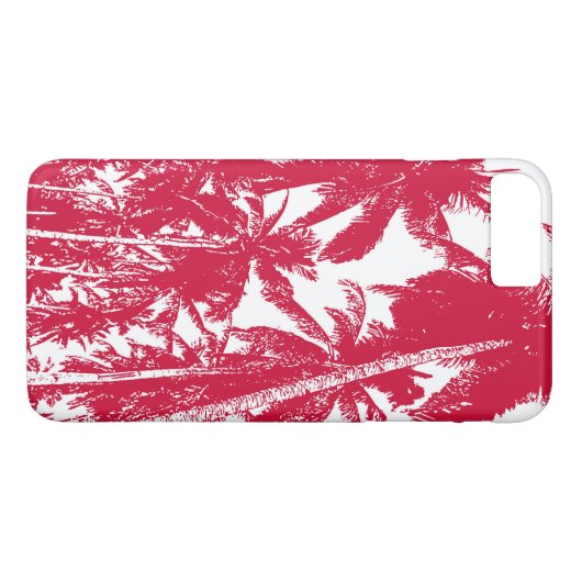 Tropische palmbomen in rood en wit Case-Mate iPhone case (Achterkant (Horizontaal))