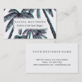 Tropische palmbomen in roze Blauwgroen zwart Visitekaartje (Voorkant / Achterkant)