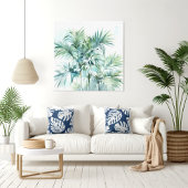 Tropische palmbomen in Waterverf Canvas Print
