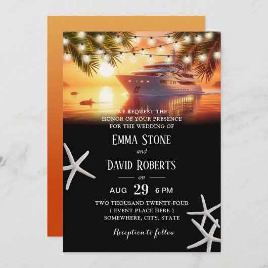 Tropische palmbomen & jacht zonsondergang strand b kaart (Voorkant / Achterkant)