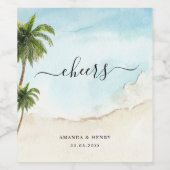 Tropische palmbomen juichen Exotische strand bruil Wijn Etiket (Enkel label)